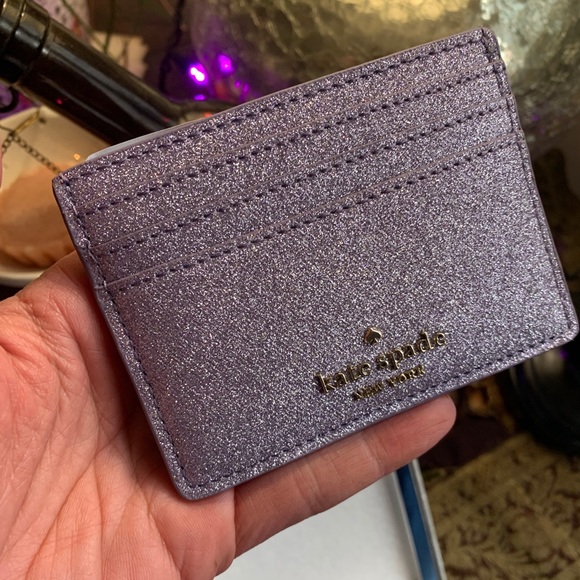 Authentic Kate Spade smooth glitter leather card case in box - Picture 7 of 8